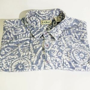 L.L. Bean Hawaiian Shirt Men's XL Blue & White